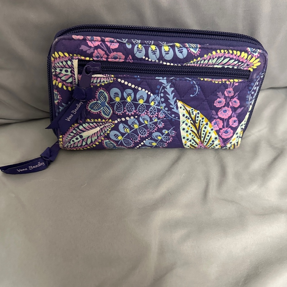 Vera Bradley Purple Wallet with Batik Leaves- NWOT - Picture 7 of 10